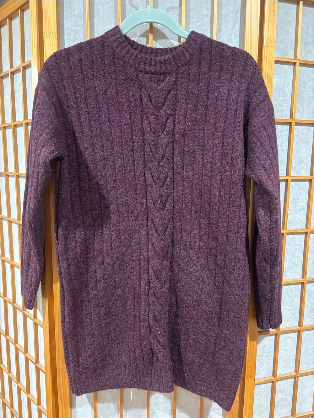 Lulu's Cable Knit Crewneck Sweater dress - Plum